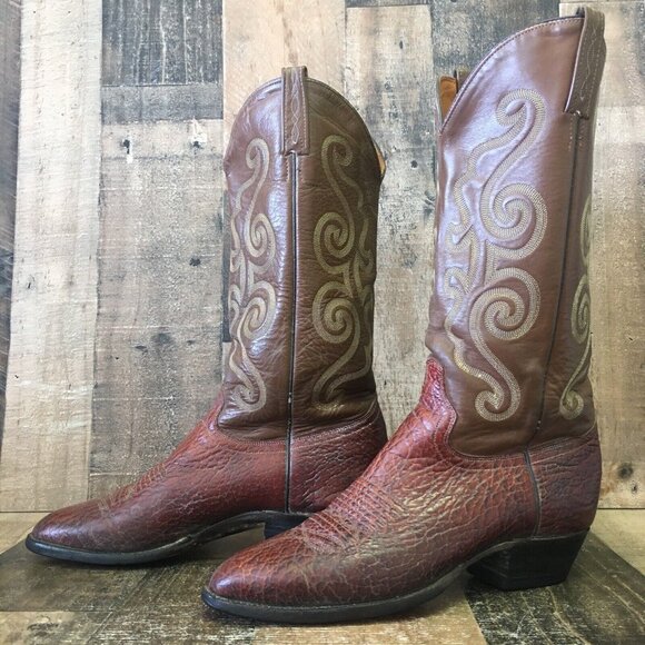J Chisholm Vintage Western Brown Cowboy Boots Mens 9.5 D - Picture 1 of 12